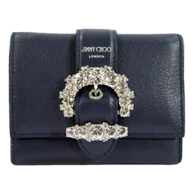 Jimmy Choo Jimmy Choo Cheri Dark Blue Leather Trifold Walllet Blue Leather Never worn - Front View