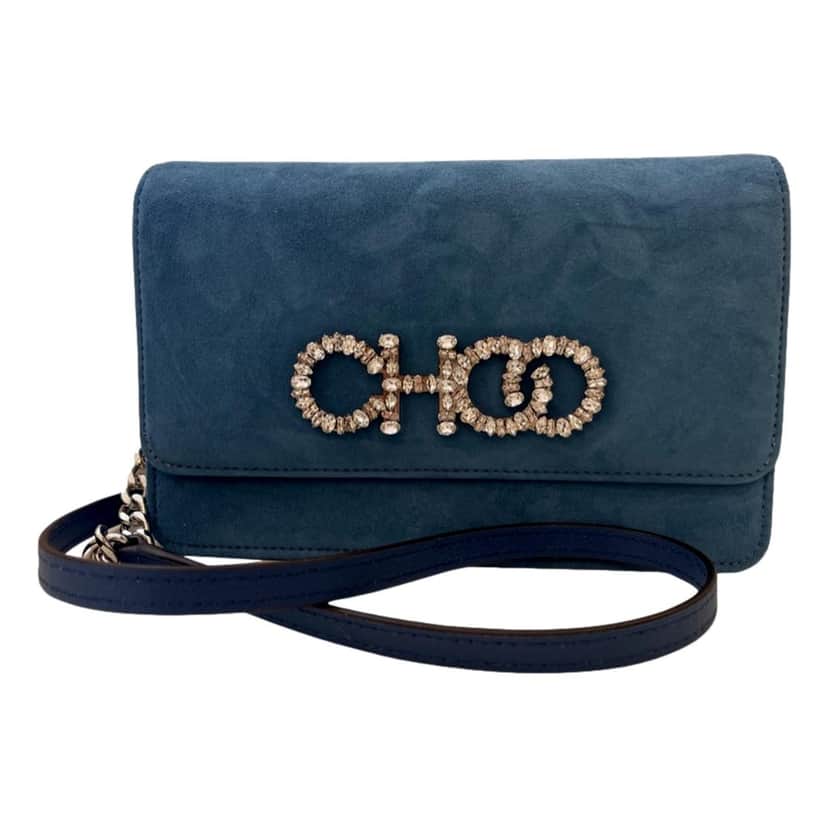 Jimmy Choo Jimmy Choo Kalina Parrot Blue Suede Chain Wallet Blue Suede Never worn - Front View