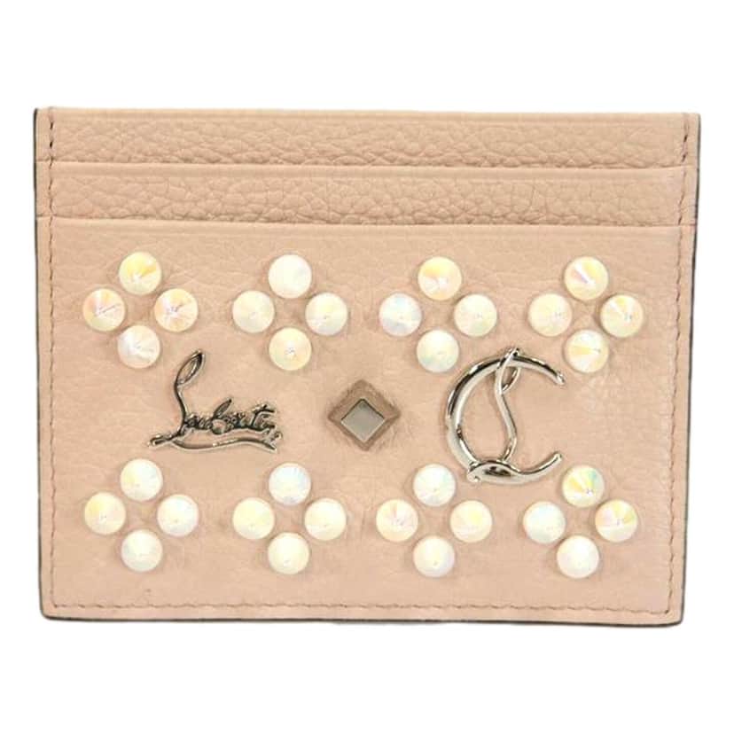Christian Louboutin Christian Louboutin Kios Loubisky Spike Pink Leather Card Holder Pink Leather Never worn - Front View