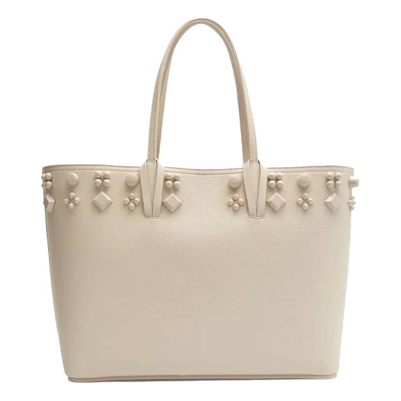 Christian Louboutin Christian Louboutin Cabata Spike Large Tote Leche Ivory Leather Shoulder Bag White Leather Never worn - Front View