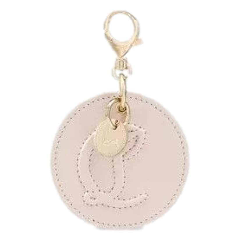 Christian Louboutin Christian Louboutin Round Leather Logo Leche Cream Bag Charm Keychain White Leather Never worn - Front View