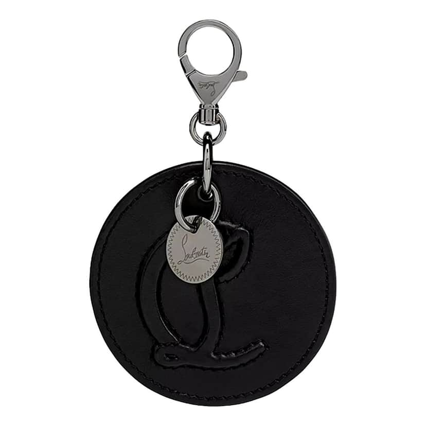 Christian Louboutin Christian Louboutin Round Leather Logo Black Bag Charm Keychain Black Leather Never worn - Front View