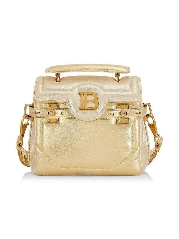 Balmain Balmain B-Buzz 23 Metallic Gold Tote Crossbody Shoulder Bag Calf Leather Gold Leather Never worn - Front View