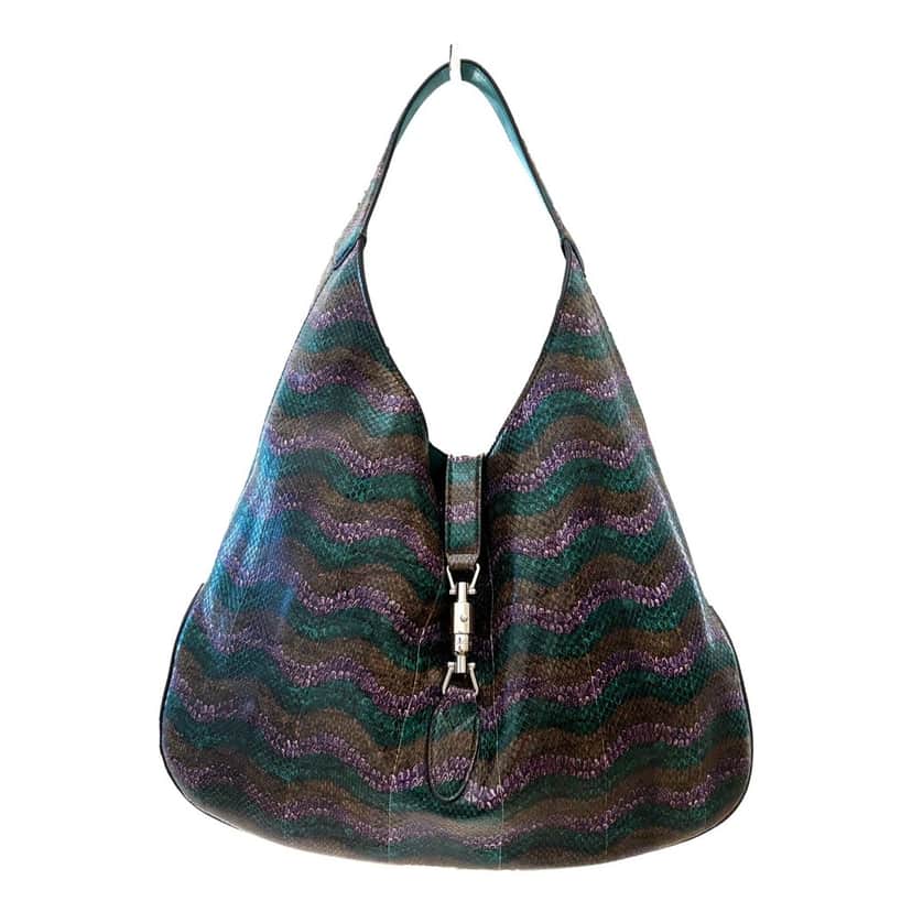 Gucci Gucci Jackie Python Leather Green Purple Large Shoulder Bag Purple Leather Never worn - Front View