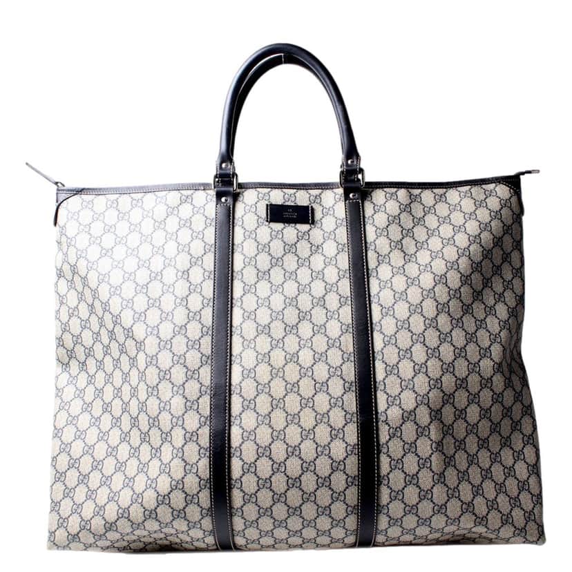 Gucci Gucci GG Supreme Coated Canvas Blue Extra Large Joy Tote Overnight Bag Blue Leather Good condition - Front View