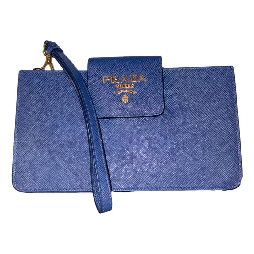 Prada Prada Saffiano Leather Blue Wristlet Clutch Wallet Other Leather Good condition - Front View