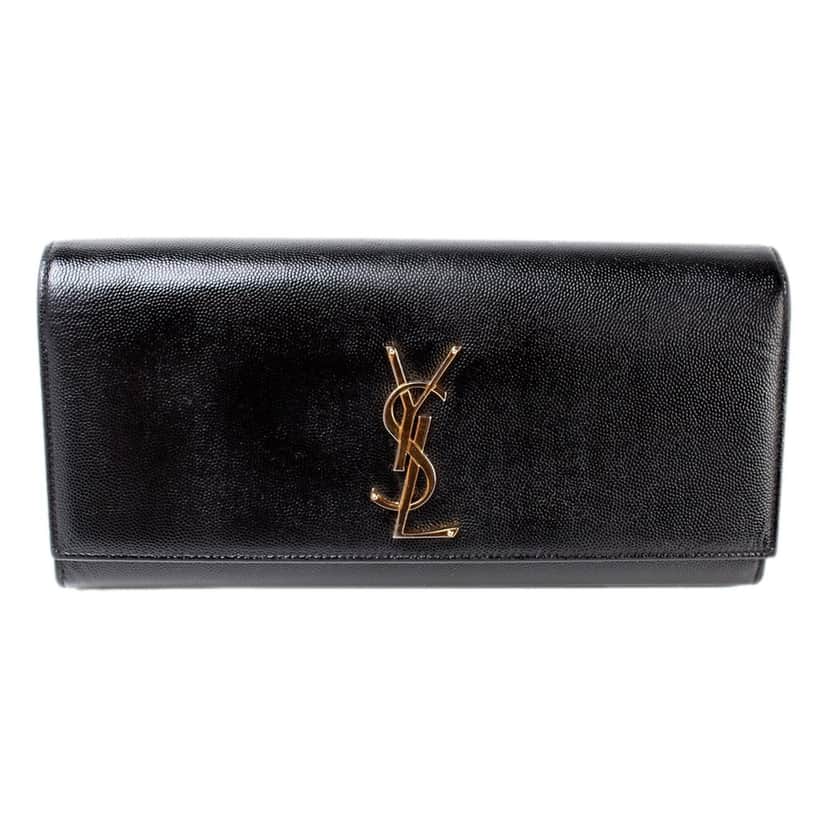 Saint Laurent Saint Laurent Cassandre Classic Monogram Black Leather Clutch Black Leather Good condition - Front View