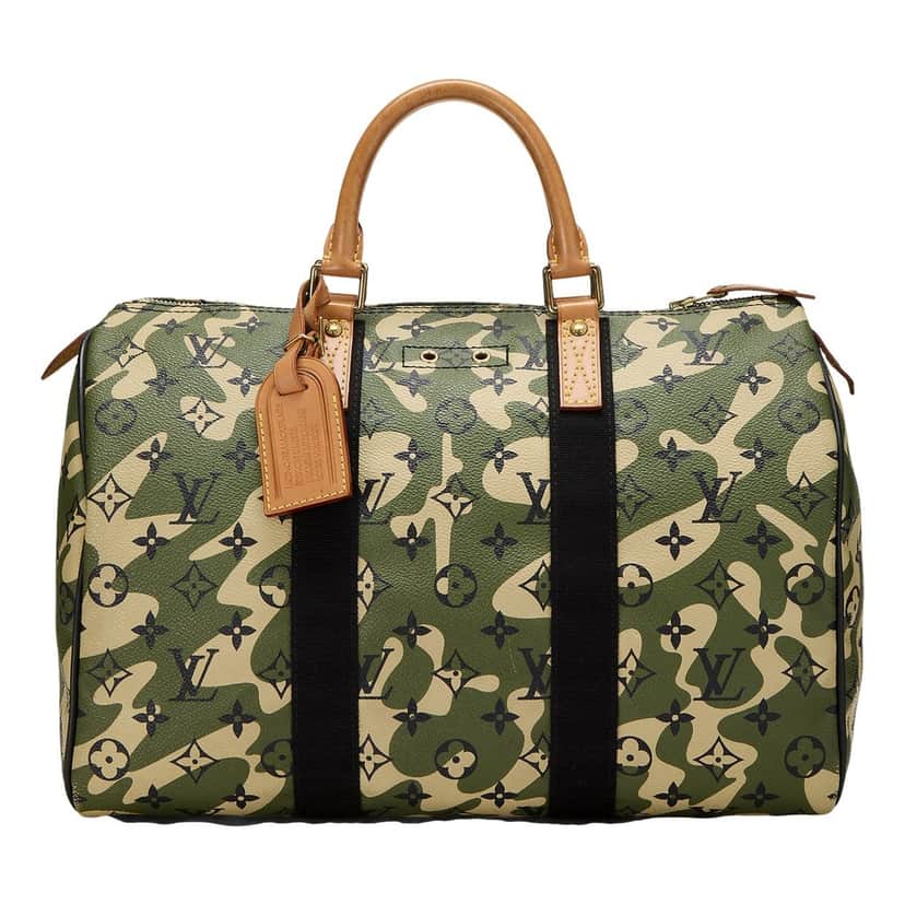 Louis Vuitton Louis Vuitton x Takashi Murakami Monogramouflage Speedy 35 Duffle Handbag Green Leather Good condition - Front View
