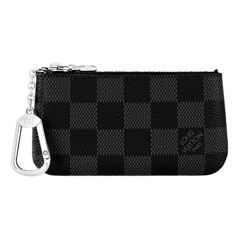 Louis Vuitton Louis Vuitton Key Pouch Damier Graphite Canvas Black Leather Good condition - Front View
