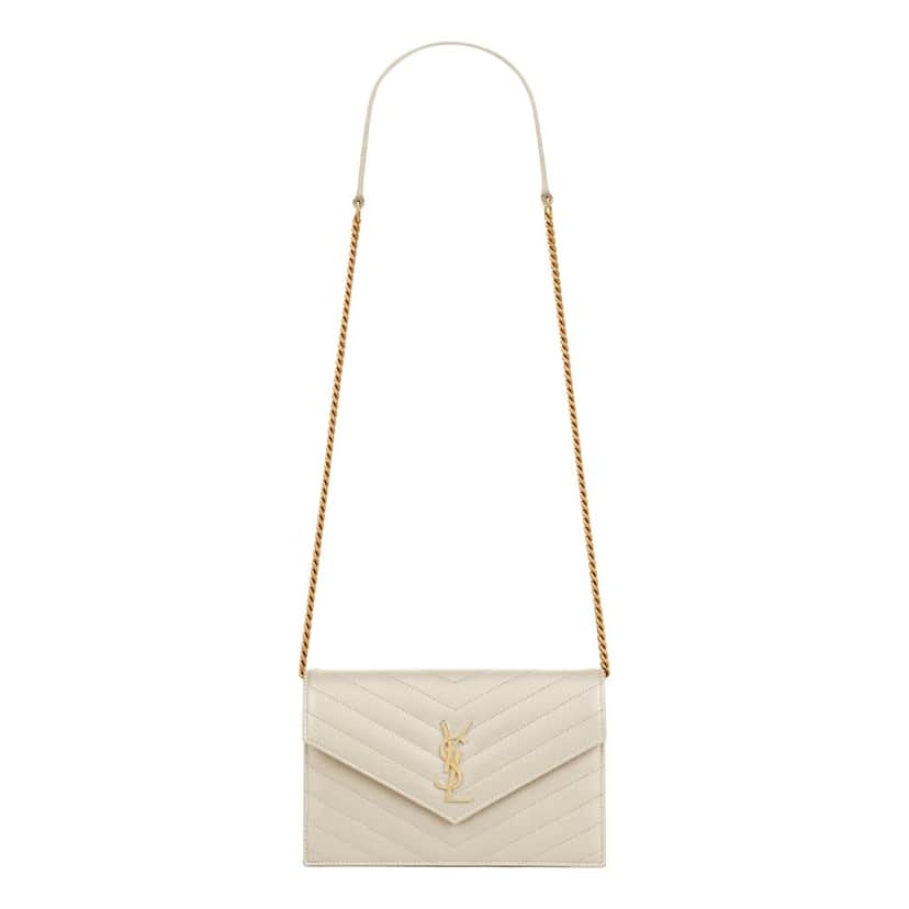 Saint Laurent Saint Laurent Cassandre Envelope Chain Wallet Crossbody Bag in Crema White White Leather Good condition - Front View
