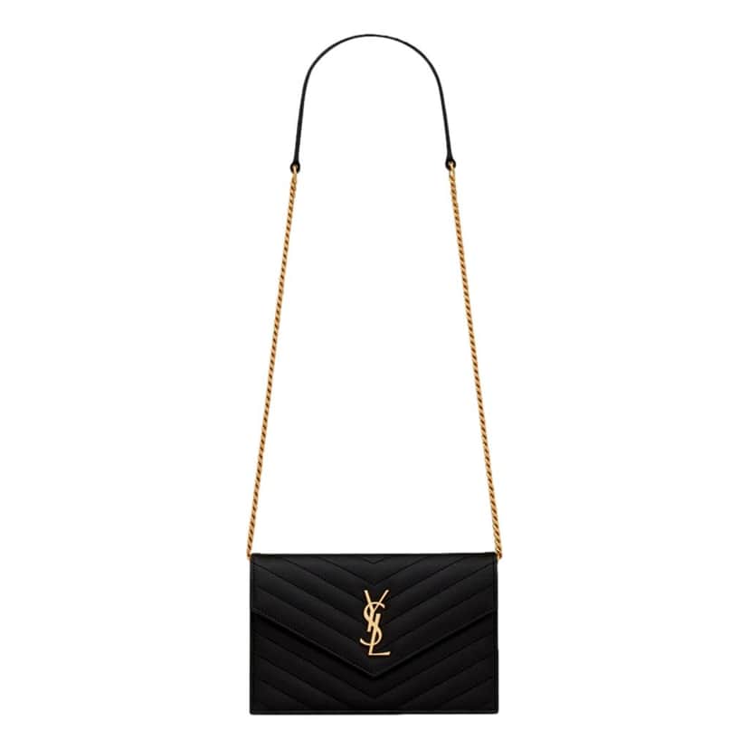 Saint Laurent Saint Laurent Cassandre Envelope Chain Crossbody Bag Black Leather Good condition - Front View