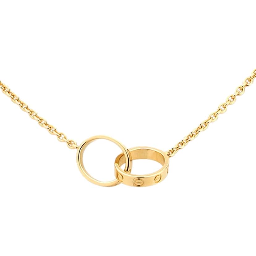 Cartier Cartier Love Pendant Interlocking Necklace 18k Yellow Gold Gold Lace Good condition - Front View