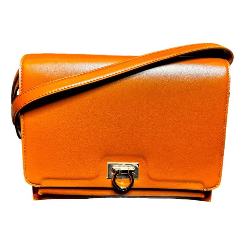 Salvatore Ferragamo Ferragamo Trifolio Soft Leather Flap Crossbody Bag Sella Brown Gold Gancini Closure