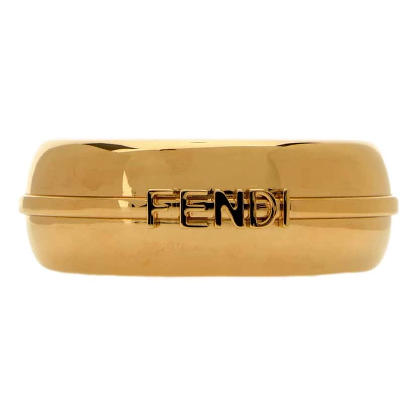 Fendi Fendi Fendigraphy Gold Tone Wide Logo Bangle Bracelet Gold Never worn - Front View