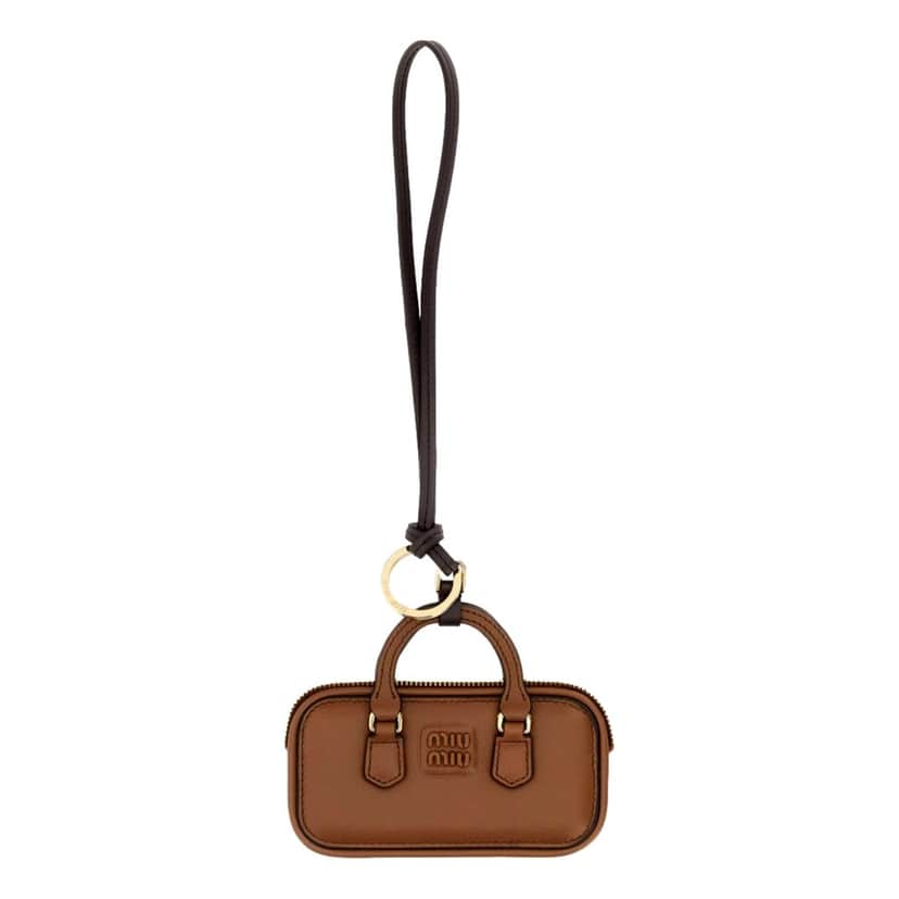Miu Miu Miu Miu Arcadie Miniature Leather Bag Charm Brown Gold Hardware Zip Closure Brown Leather Never worn - Front View