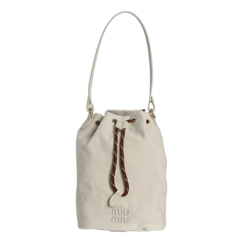 Miu Miu Miu Miu Gabardine Mini Bucket Bag in White Beige Leather Never worn - Front View