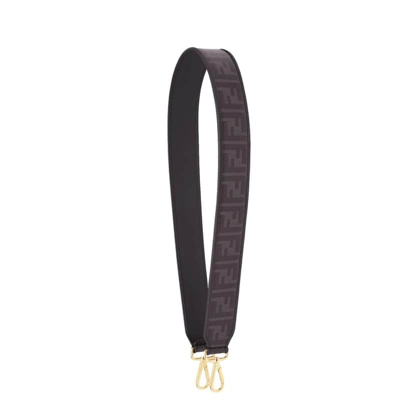 Fendi Fendi Strap You Black Glazed Fabric FF Zucca Shoulder Strap Black Canvas Good condition - Front View