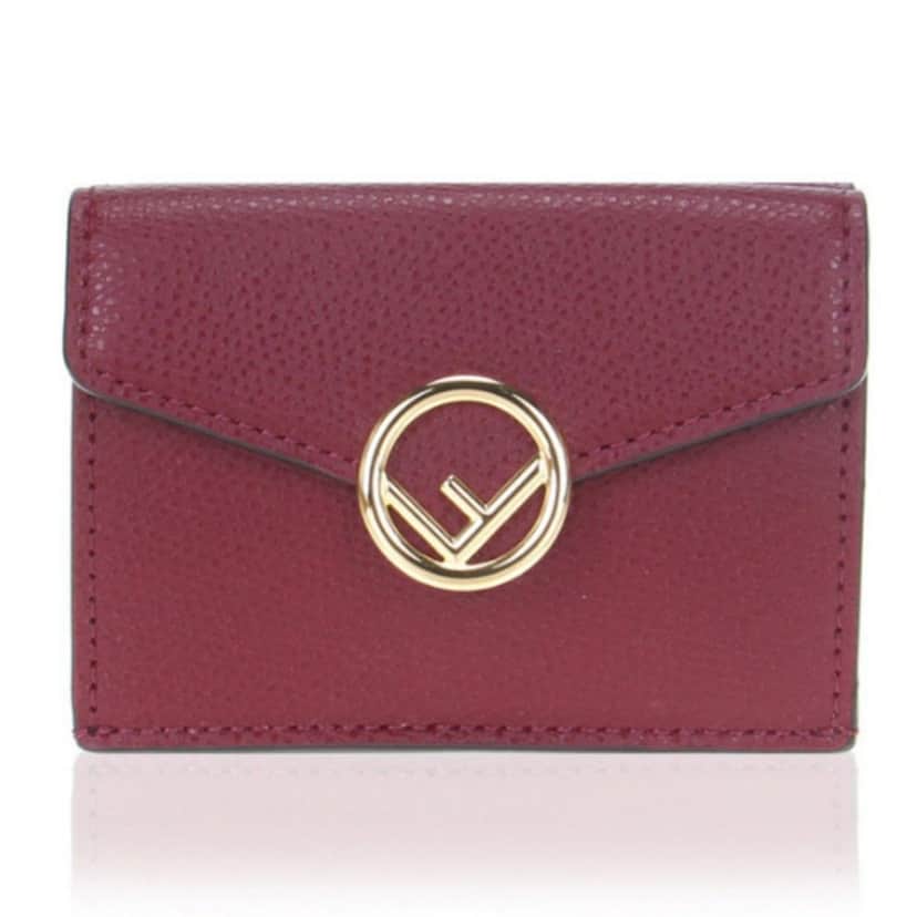 Fendi Fendi Calf Leather F Logo Fragola Red Micro Trifold Wallet Red Leather Never worn - Front View