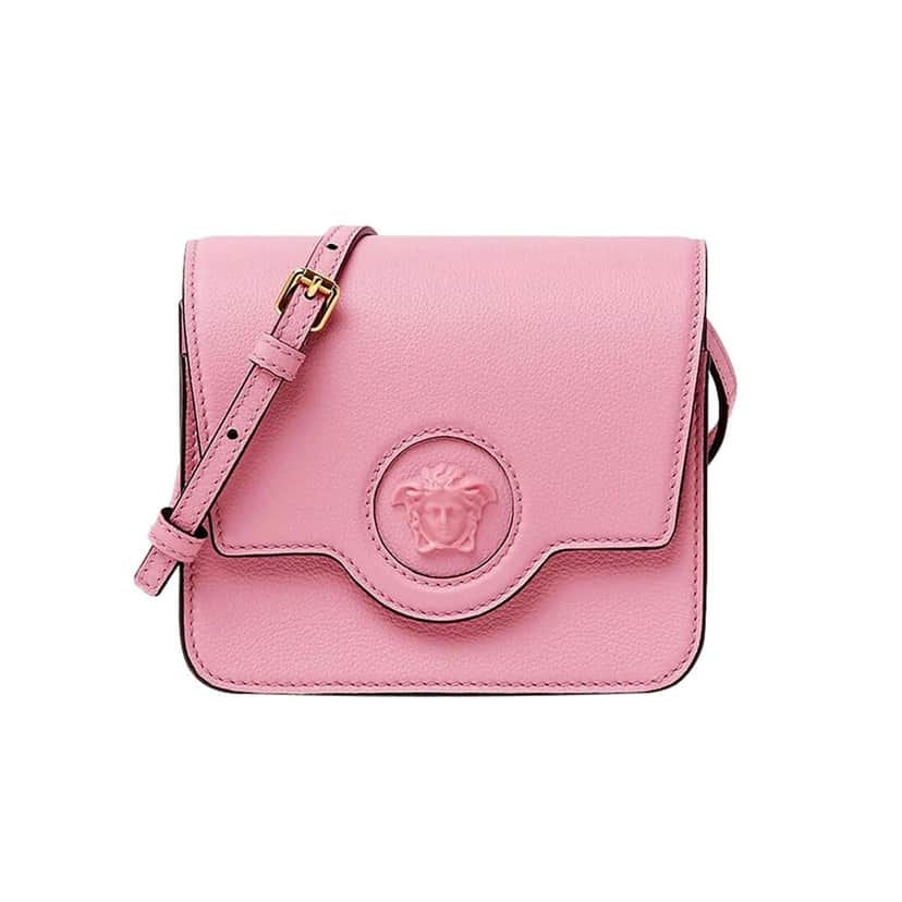 Versace Versace La Medusa Pink Pebbled Leather Small Crossbody Bag Gold Logo Pink Leather Never worn - Front View