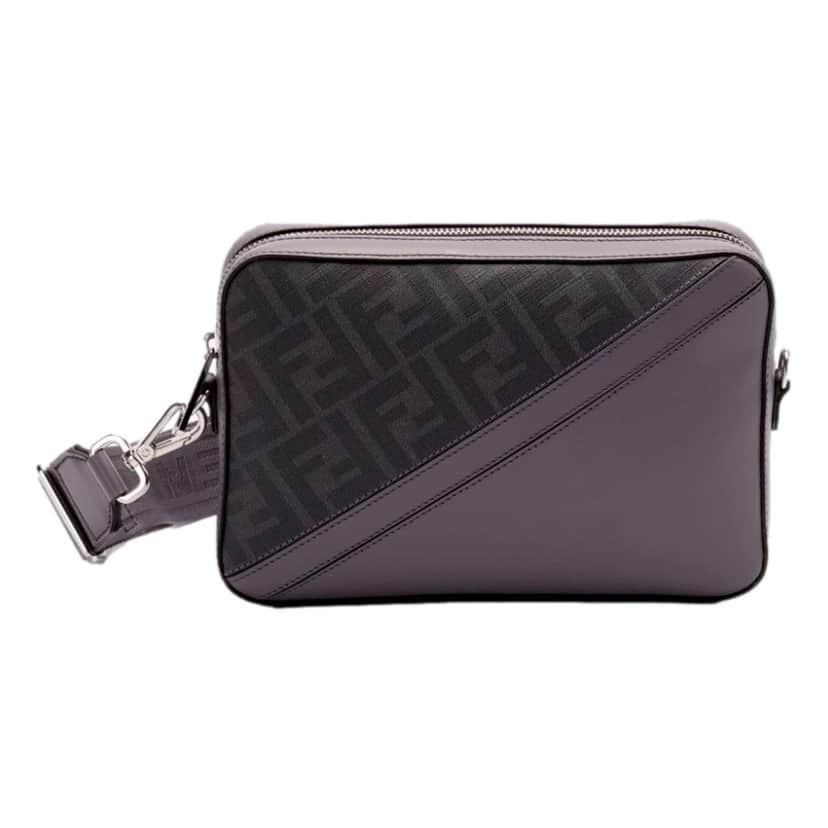 Fendi Fendi Diagonal FF Jacquard Acciaio Gray Camera Crossbody Bag Grey Canvas Never worn - Front View