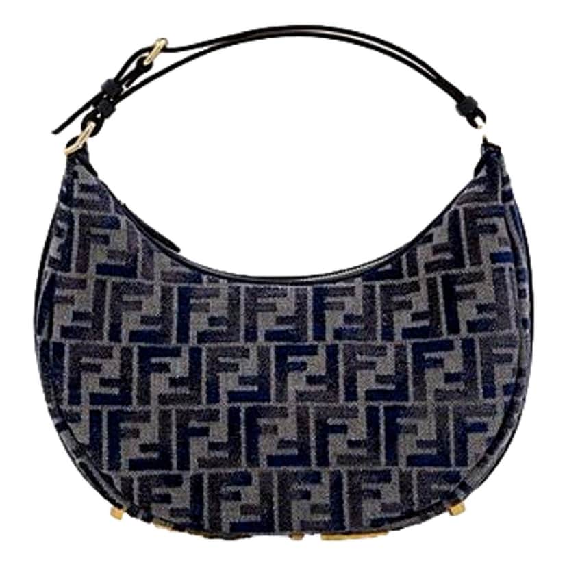 Fendi Fendi Fendigraphy Jaquard Canvas Leather Blue Hobo Bag Blue Leather Never worn - Front View