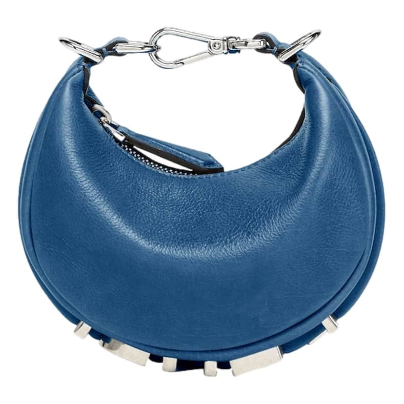 Fendi Fendi Fendigraphy Nano Hobo Calfskin Leather Mini Bag Blue Blue Leather Never worn - Front View