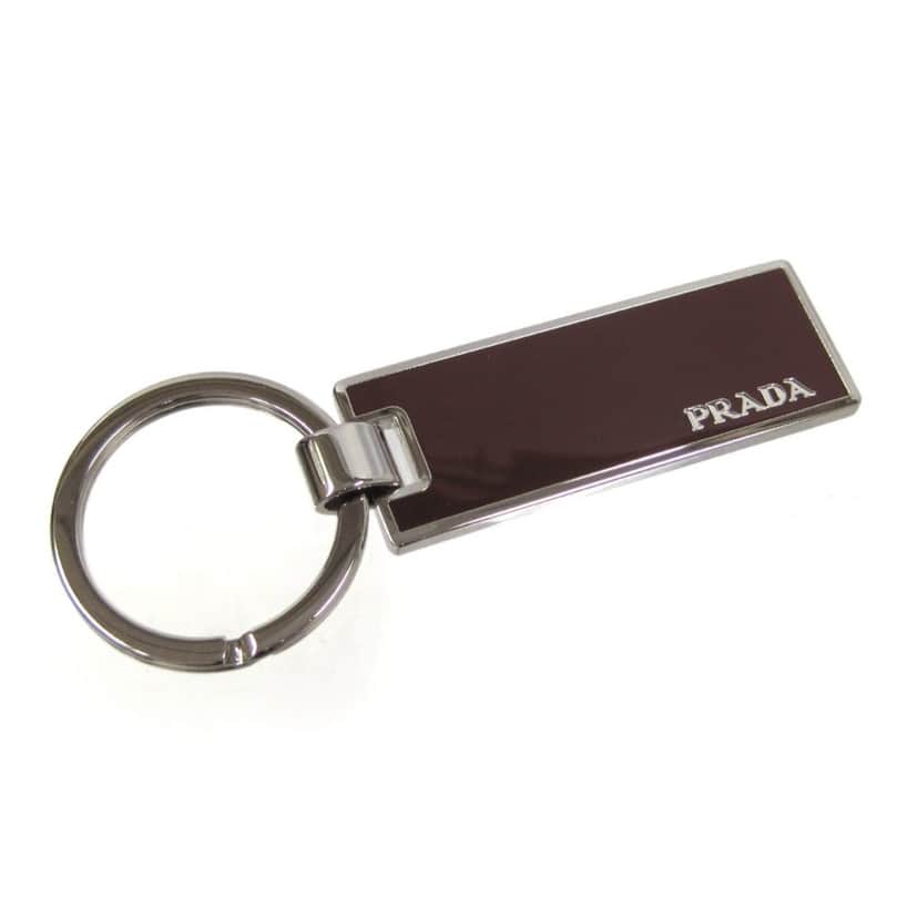 Prada Prada Rubino Red Enamel Silver Metal Keyring Keychain Red Good condition - Front View