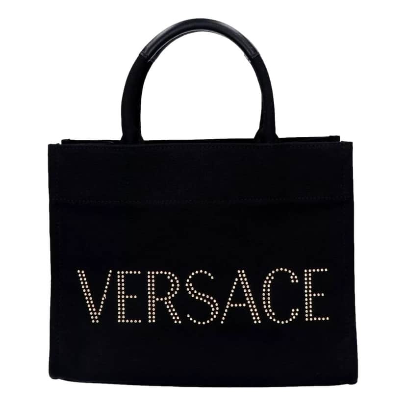 Versace Versace Nero Canvas Studded Logo Totebag Black Canvas Never worn - Front View
