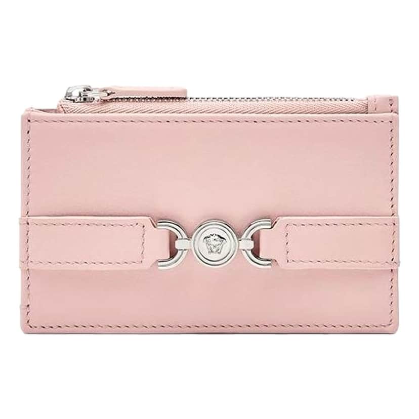 Versace Versace Medusa 95 Dusty Pink Leather Zipper Card Holder Slim Wallet Pink Leather Never worn - Front View