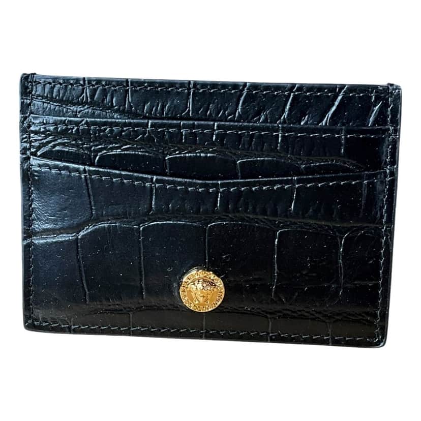 Versace Versace La Medusa Crocodile Embossed Leather Cardholder Wallet in Black Black Leather Never worn - Front View