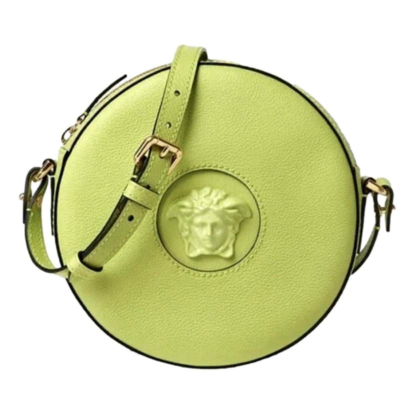 Versace Versace La Medusa Lime Green Disco Round Crossbody Bag Green Leather Never worn - Front View