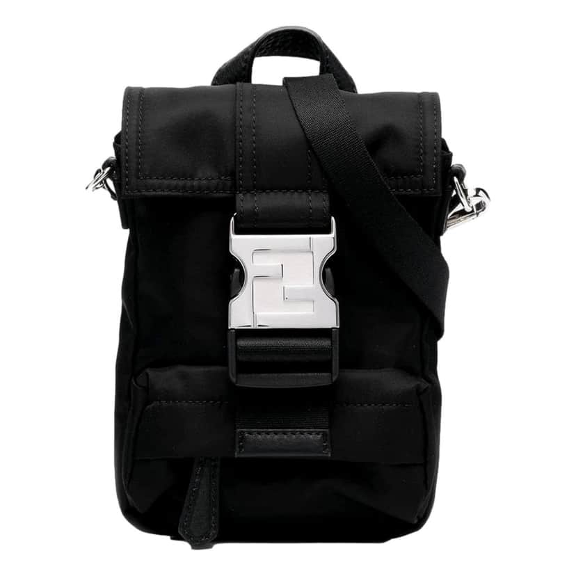 Fendi Fendi Fendiness Mini Backpack Crossbody Black Nylon FF Mesh Black Leather Never worn - Front View