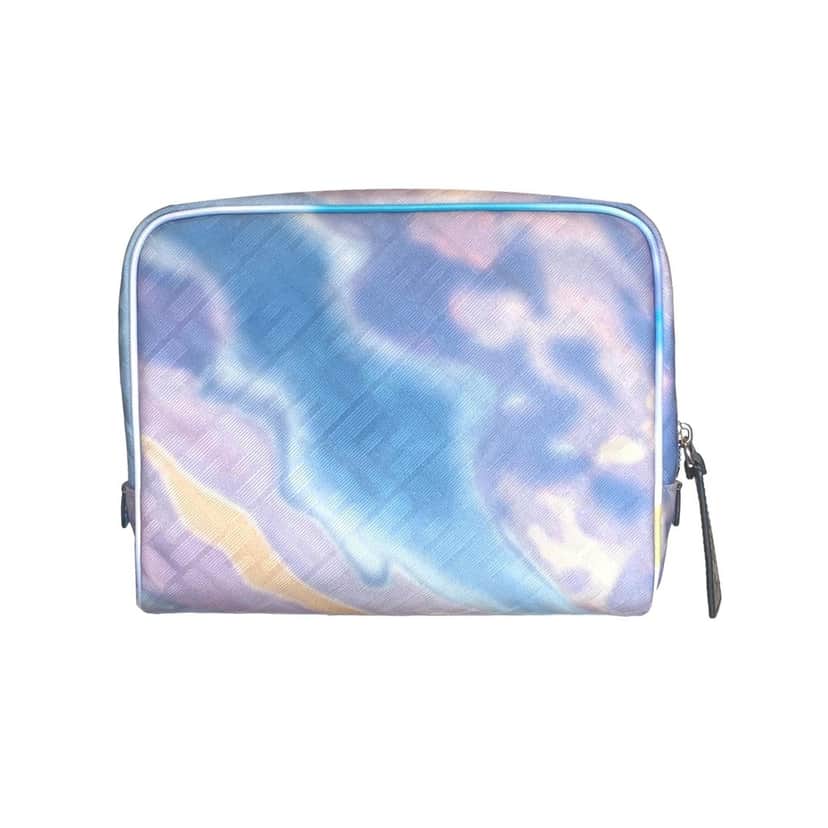 Fendi Fendi FF Motif Multicolor Printed Canvas Medium Travel Beauty Case Blue Leather Never worn - Front View