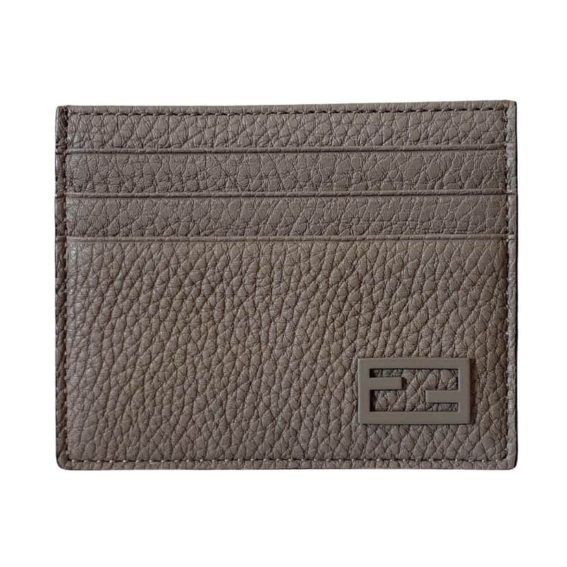 Fendi Fendi Baguette Grey and Yellow Grained Leather Card Case Wallet Other Leather Never worn - Front View