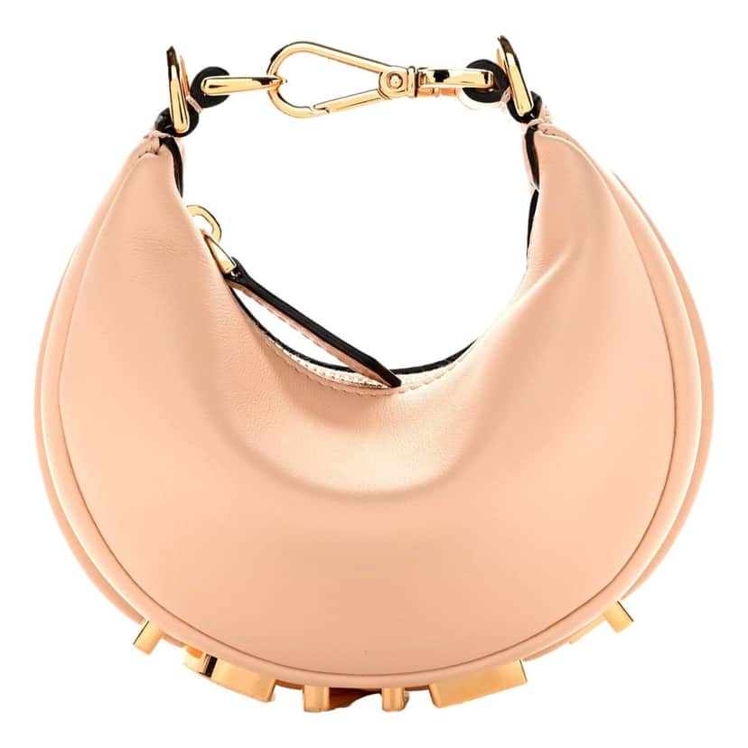 Fendi Fendi Fendigraphy Nano Hobo Calfskin Leather Light Pink Mini Clutch Bag Pink Leather Never worn - Front View