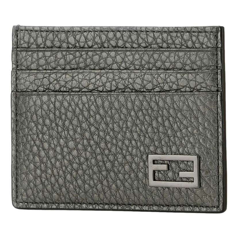 Fendi Fendi Baguette Graphite Grained Leather Card Case Wallet Other Leather Never worn - Front View