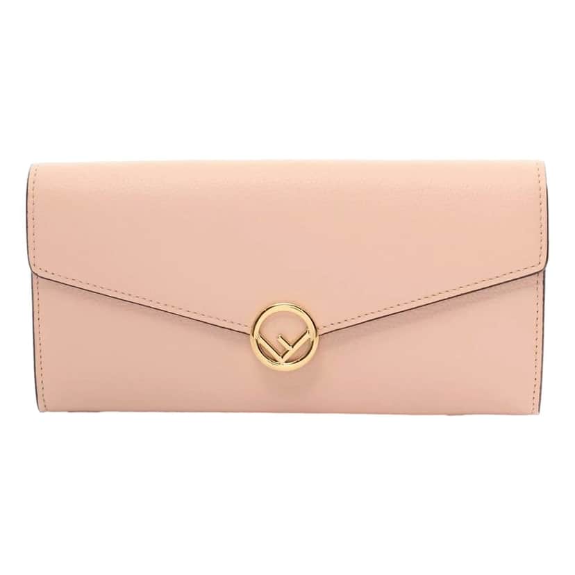 Fendi Fendi F Is Fendi Leather Long Envelope Womens Wallet Light Rose Beige Pink Pink Leather Never worn - Front View