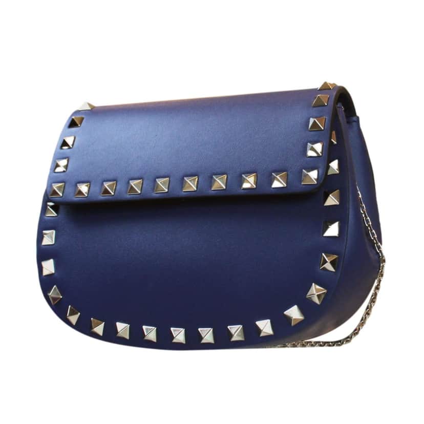Valentino Garavani Valentino Garavani Rockstud Blue Leather Small Chain Crossbody Bag Blue Leather Never worn - Front View