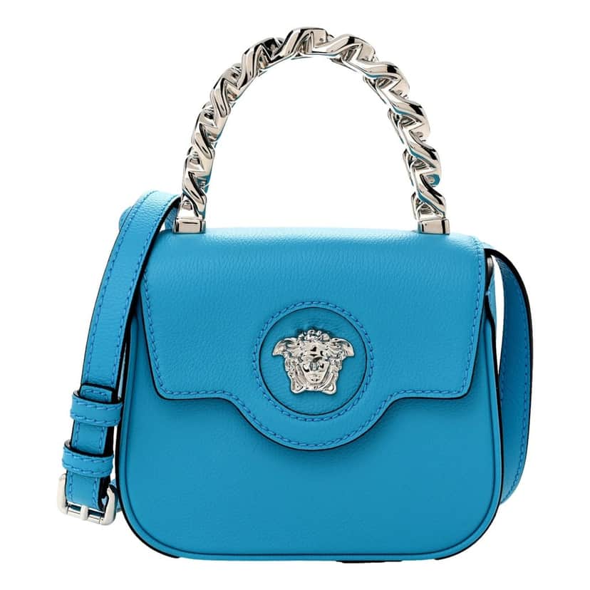 Versace Versace Blue La Medusa Mini Top-Handle Bag Leather Crossbody Blue Leather Never worn - Front View