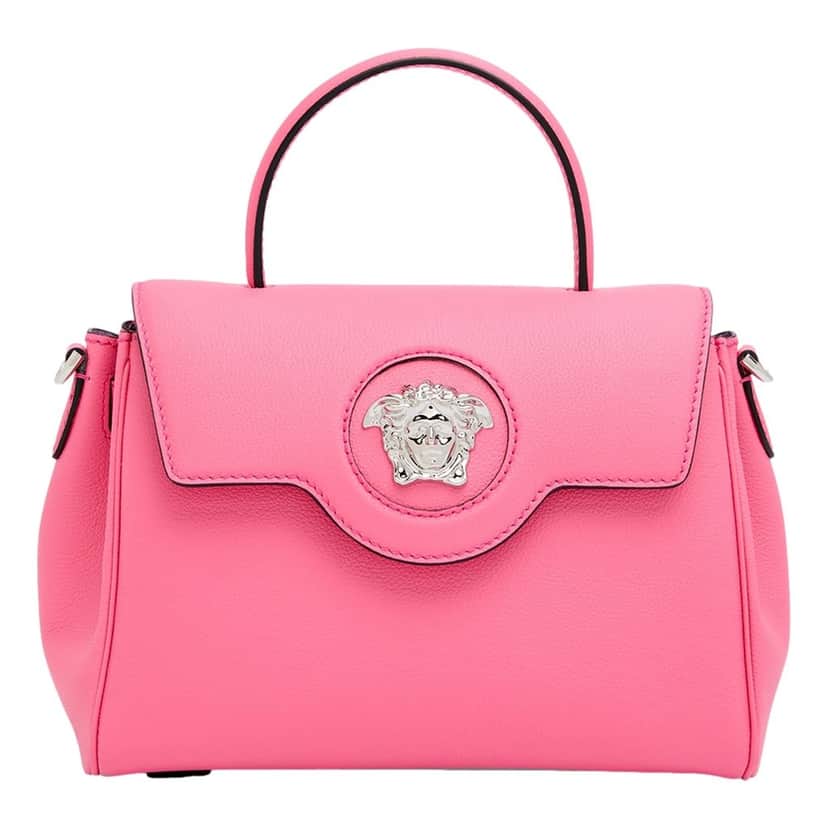 Versace Versace Flamingo Pink Vitello Leather Top Handle Designer Handbag Pink Leather Never worn - Front View