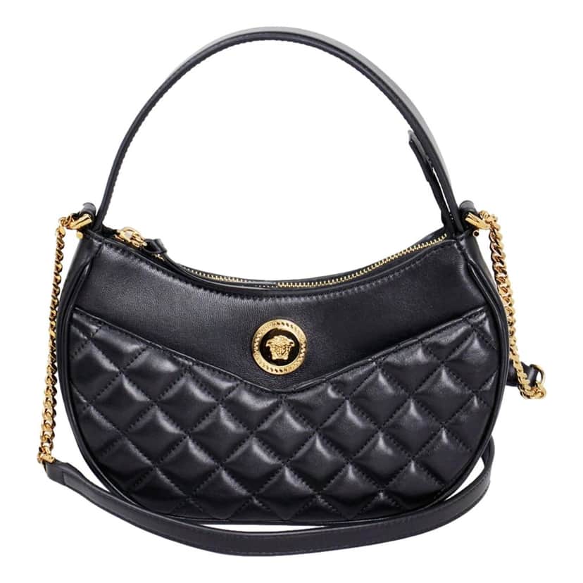 Versace Versace La Medusa Half Moon Hobo Shoulder Crossbody Bag Black Leather Black Leather Never worn - Front View