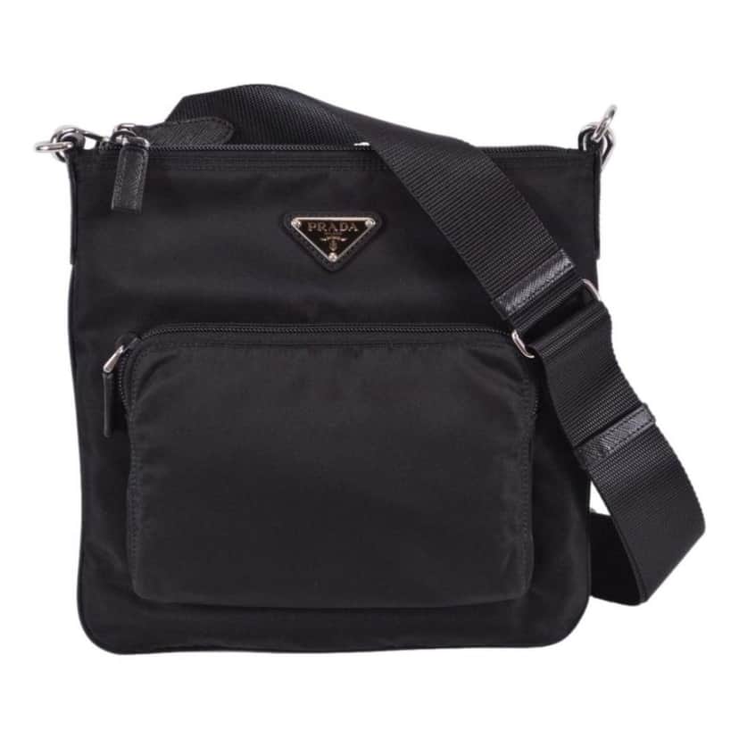 Prada Prada Tessuto Nylon Sport Black Messenger Crossbody Bag Black Leather Never worn - Front View