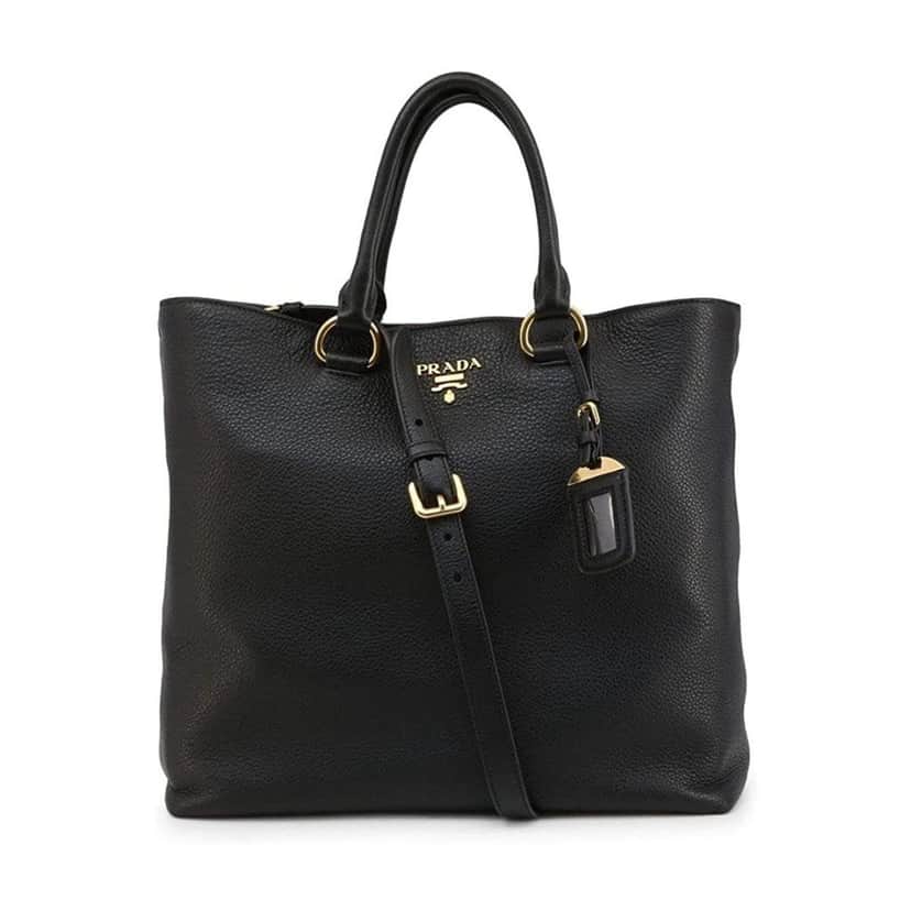 Prada Prada Black Vitello Phenix Leather Shopping Tote Bag Black Leather Good condition - Front View