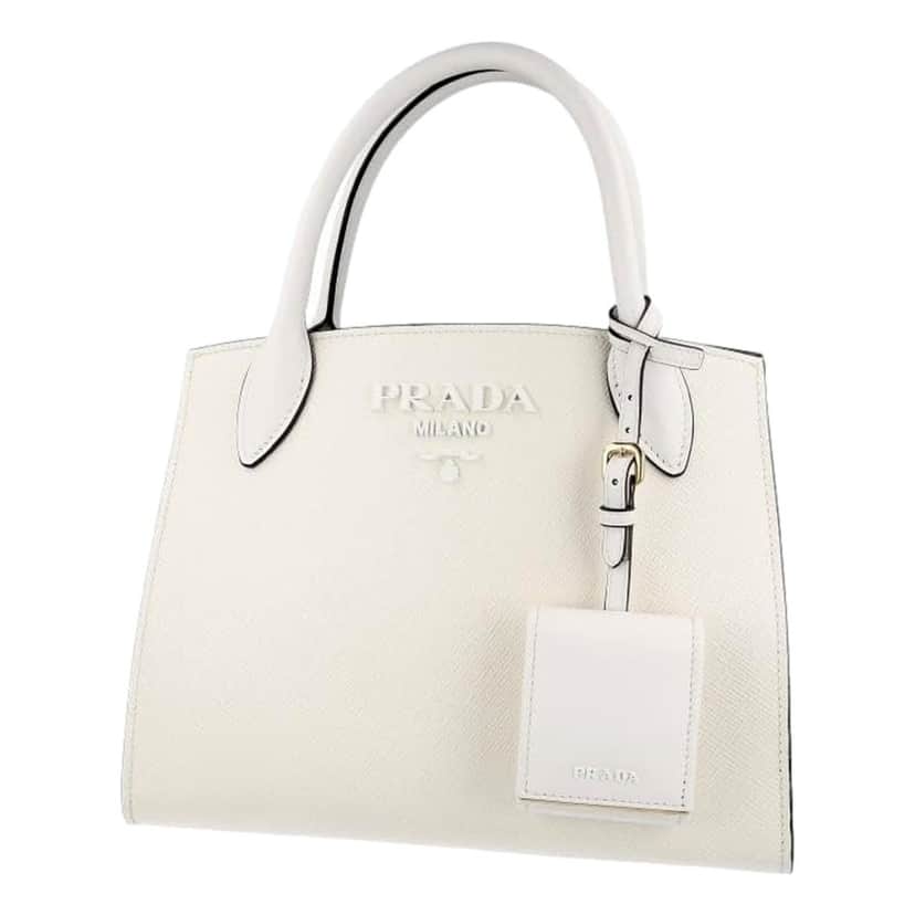 Prada Prada Saffiano Leather Monochrome Bianco White Top Handle Handbag White Leather Never worn - Front View