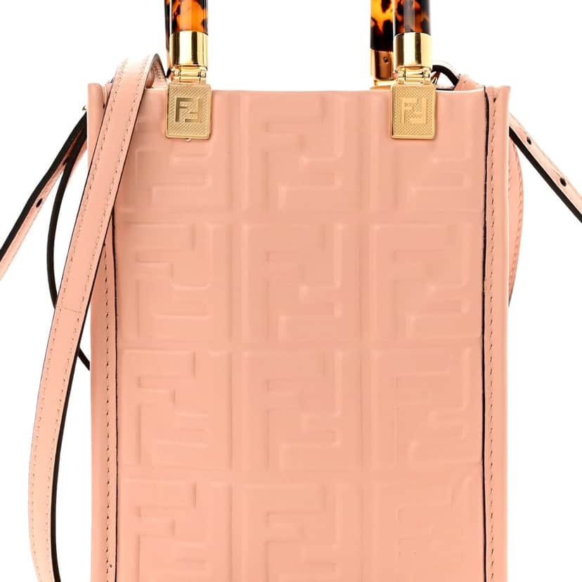Fendi Fendi Mini Sunshine Shopper Tote Crossbody Baby Pink Zucca Leather Pink Leather Never worn - Front View