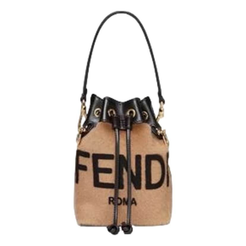Fendi Fendi Mon Tresor Mini Shearling Bucket Bag Brown Lamb Fur Crossbody Brown Leather Never worn - Front View