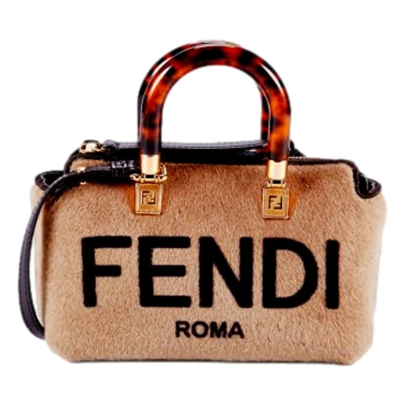 Fendi Fendi Roma By The Way Mini Brown Lamb Fur Crossbody Bag Brown Leather Never worn - Front View