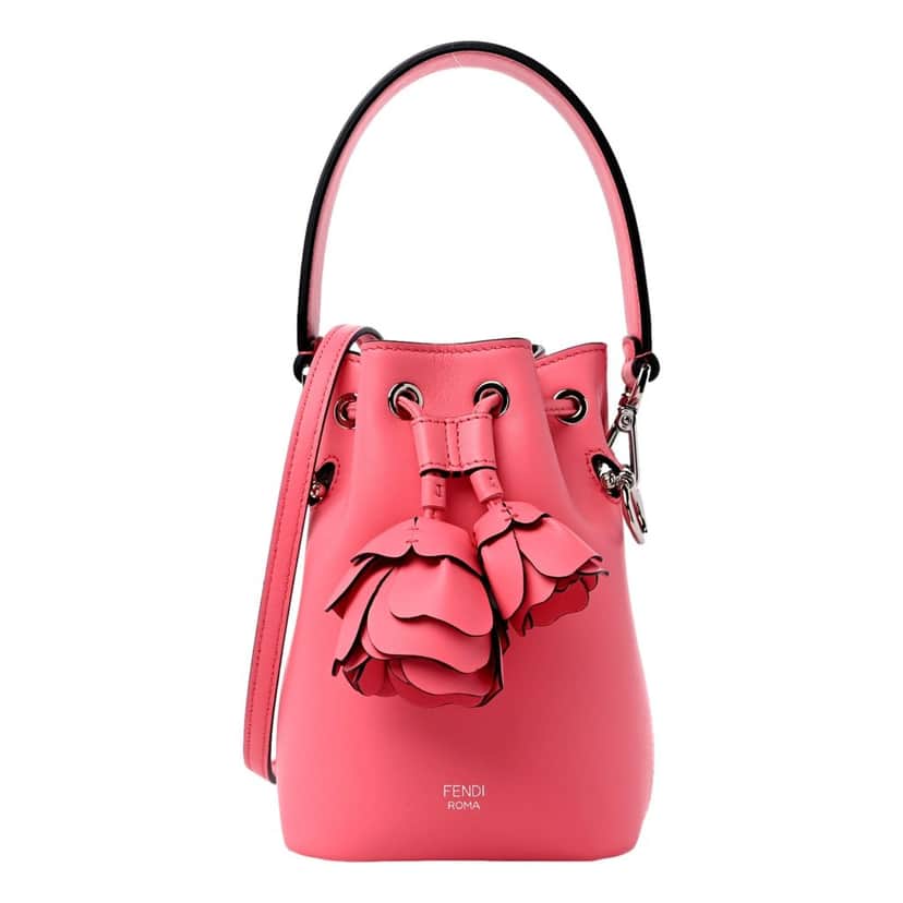 Fendi Fendi Mon Tresor Mini Bucket Bag Pink Calfskin Leather 3D Flower Pink Leather Never worn - Front View