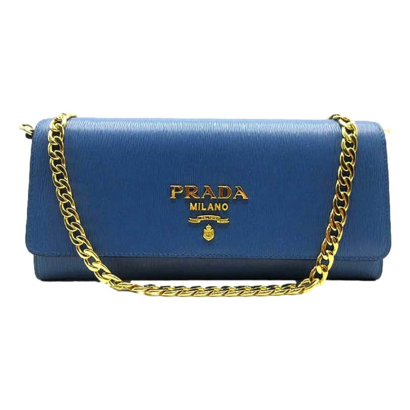 Prada Prada Vitello Move Cobalto Blue Leather Chain Crossbody Wallet Clutch Blue Leather Never worn - Front View