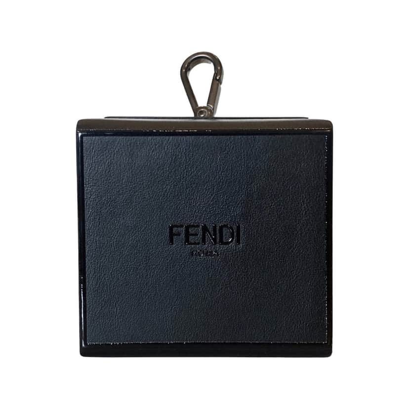 Fendi Fendi Roma Mini Box Black Leather Key Ring Charm Black Leather Never worn - Front View